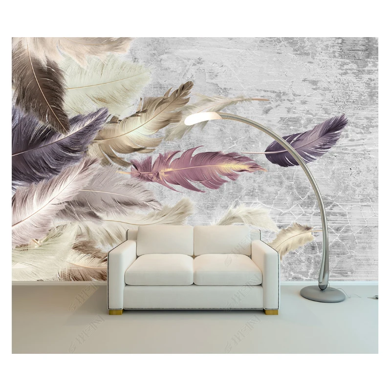 Пользовательские Фотографии цементной текстуры водонепроницаемые обои перо фон очистка и наклейка обои