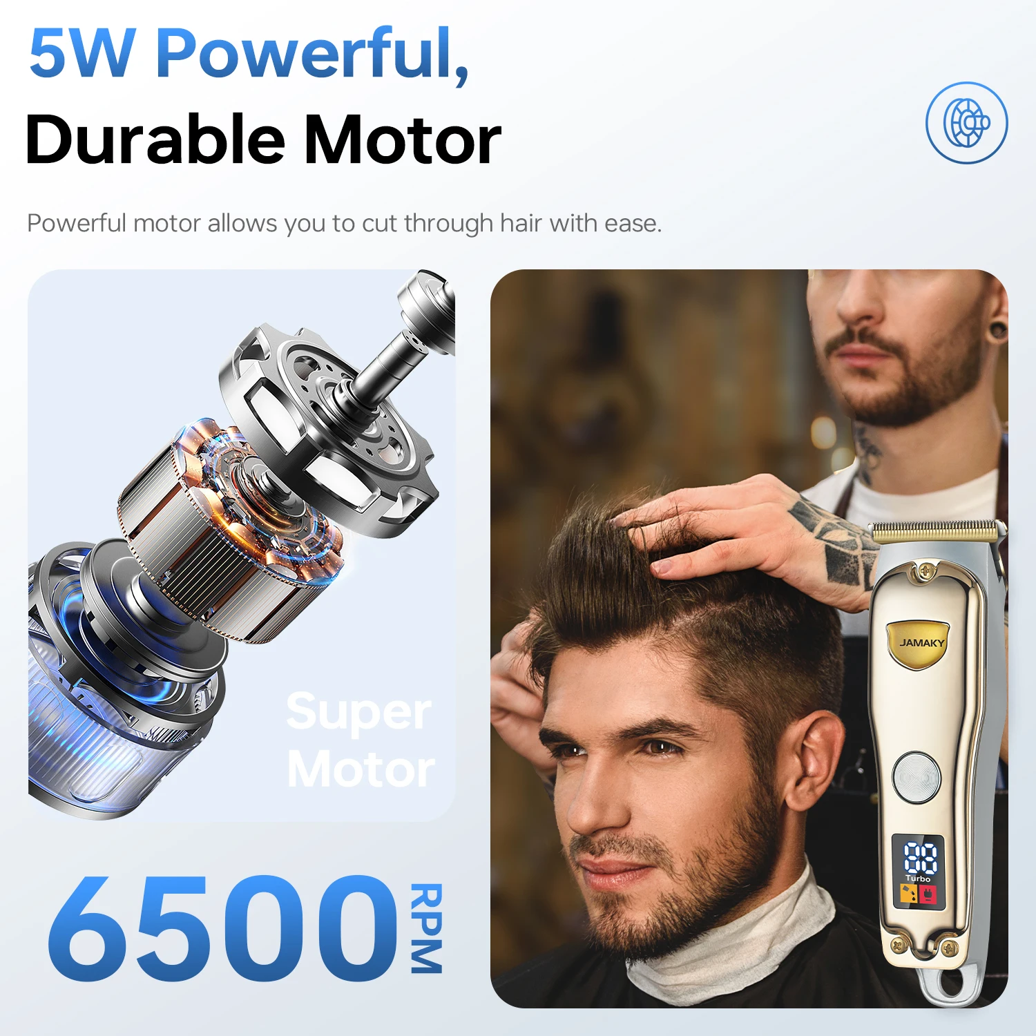 JAMAKY Hot Sale OEM USB Rechargeable Wireless Electric Machine Hair Clipper for Men Professional Barber Cordless Hair Trimmers