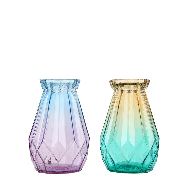 Factory Household decorative coloured wide mouth flower  glass  vase bottle