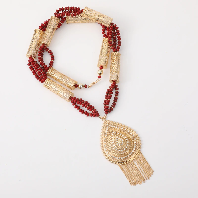 2021 New Design Moroccan Style Necklace Gold Plated Crystal Rhinestone Necklace For Body Decortion