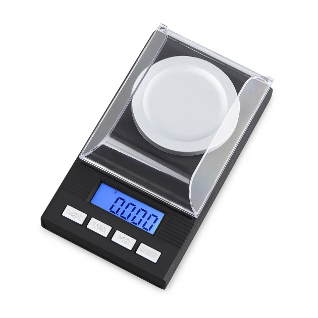 0.001g High Accuracy 10g 20g 50g 100g Portable Pocket Mini Jewelry Electronic Milligram Scale w/Backlit LCD Transparent Cover