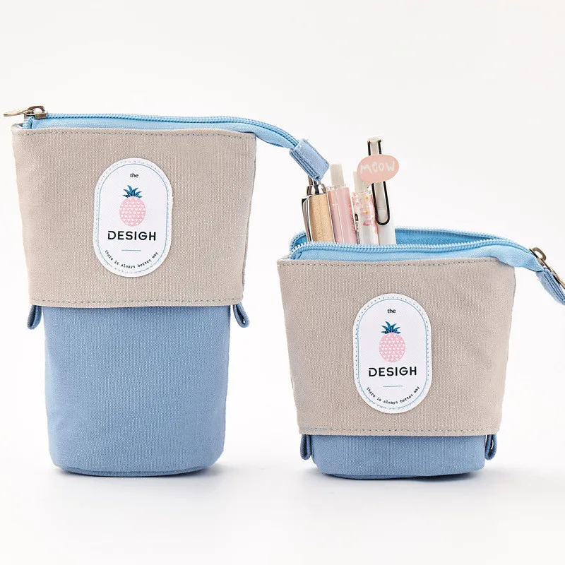 Stand up Pencil Holder Telescopic Pencil Case Transformer Pen Box,Fruit Telescopic Pencil Pouch Bag