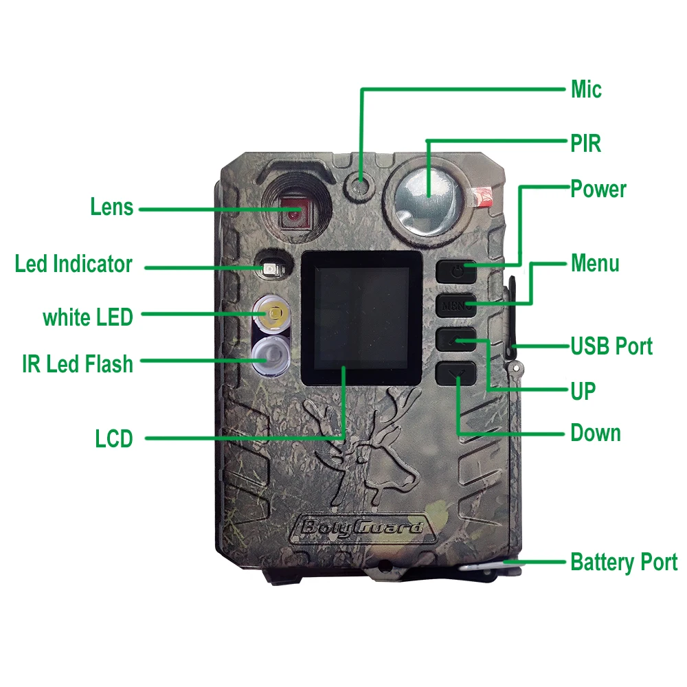Boly BG410-D Dual Flash (Black IR & White LED) Portable 940nm Night Vision Invisible Hunting Game Camera Security Trail Camera