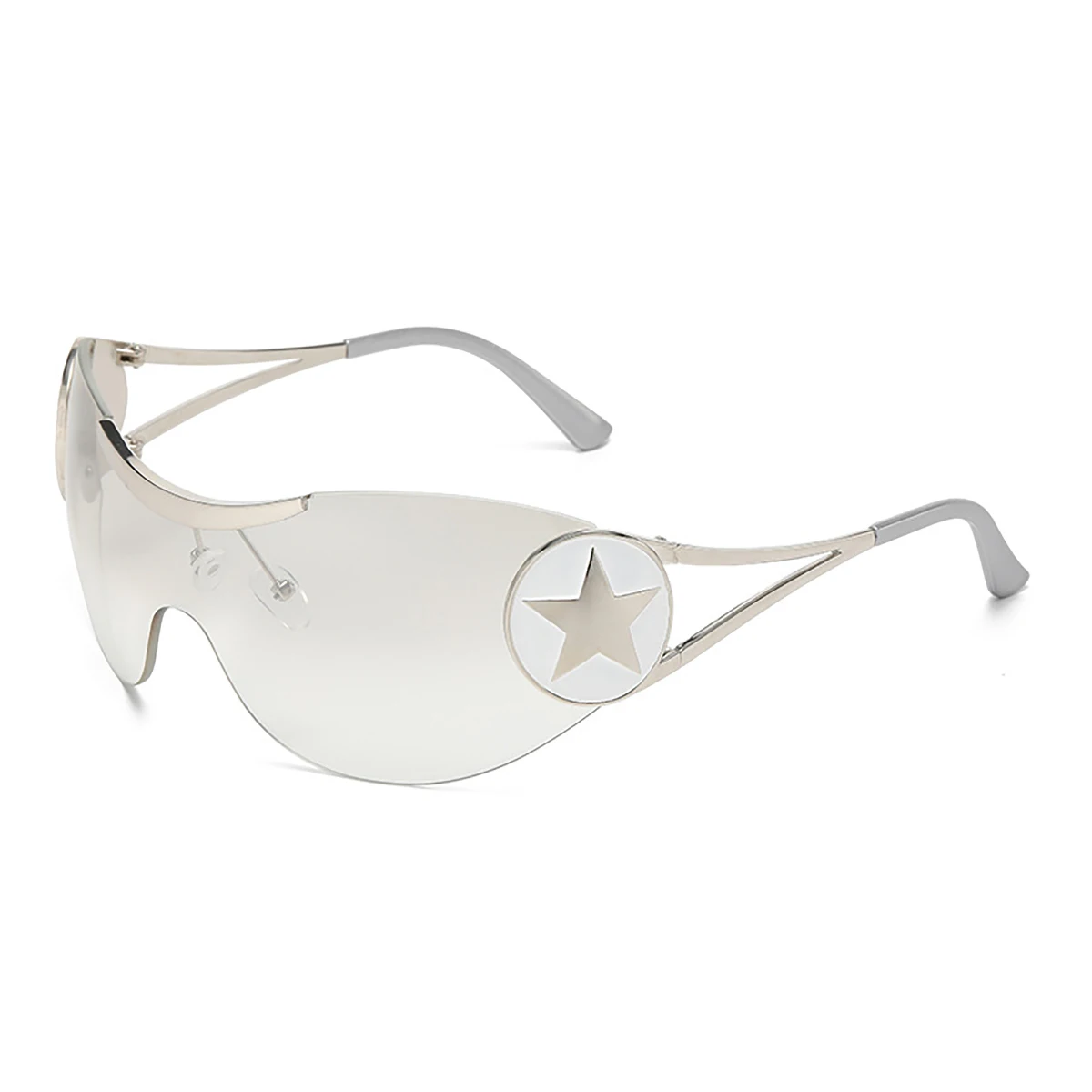 trend sunglasses new one-piece fashion star rimless sunglasses Europe and the United States cross-border sports wholesale
