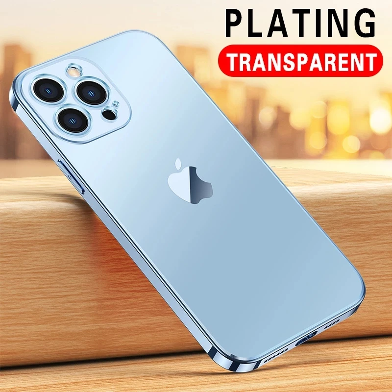 Luxury Plating Transparent Shockproof Thin Case For iPhone 13 12 11 Pro Max X Xs XR 7 8 Plus SE2 Mini Soft Silicone Bumper Cover