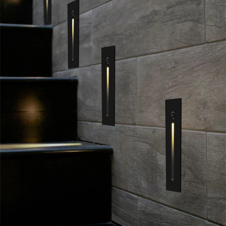 LNJAMI 3W Luxury Design Rectangle Indoor Motion Sensor LED Stair Light For Home Wardrobe Indoor Decor