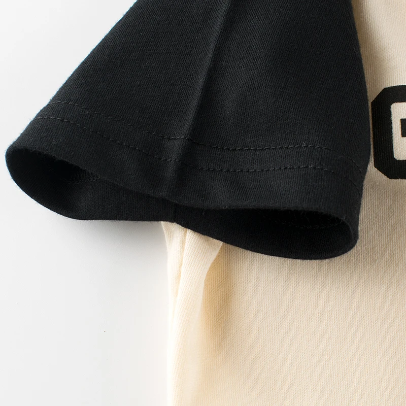 140 Grams Anti-Pilling Letter Apricot 100% Cotton Knitted Short Sleeve Boys T Shirts