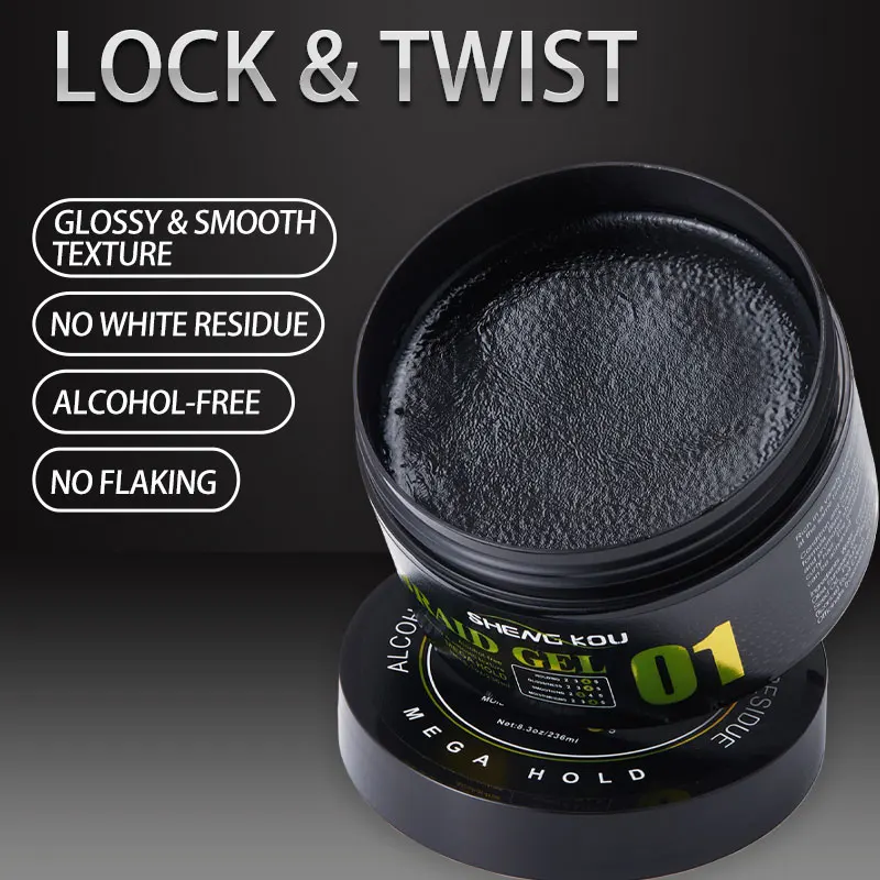 Custom logo private label medium to extreme hold olive oil alcohol-free condition curly braid gel for braiding hair