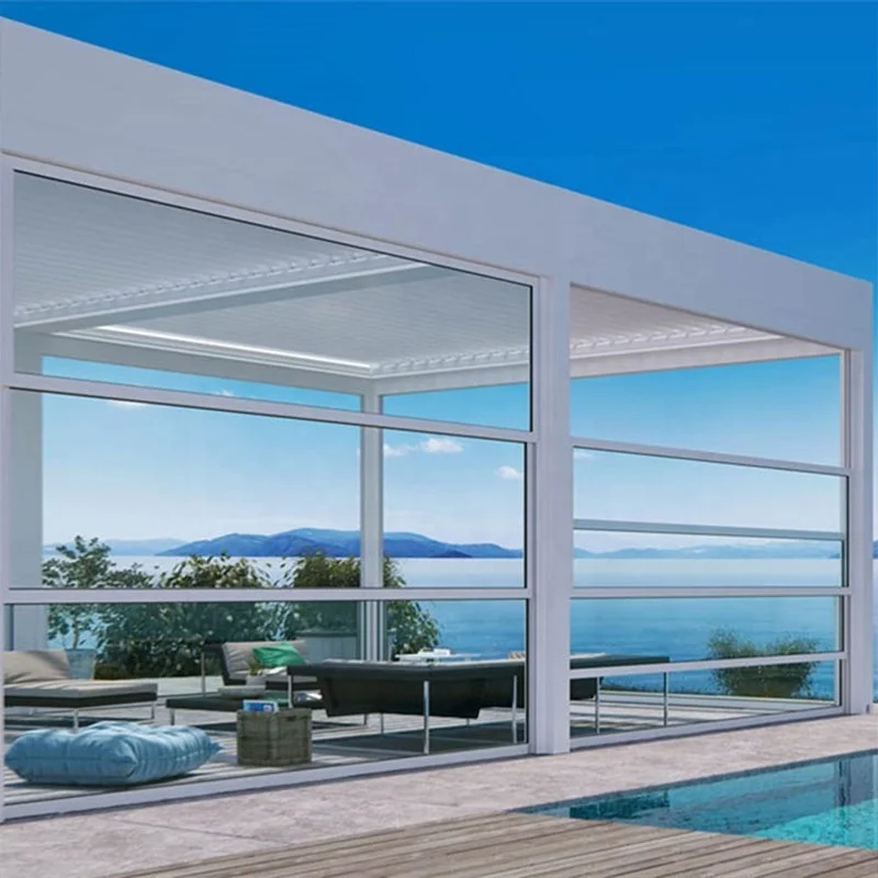 China Automatic Vertical Sliding Guillotine Glass Window Systems Vertical Opening Closing Aluminum Window