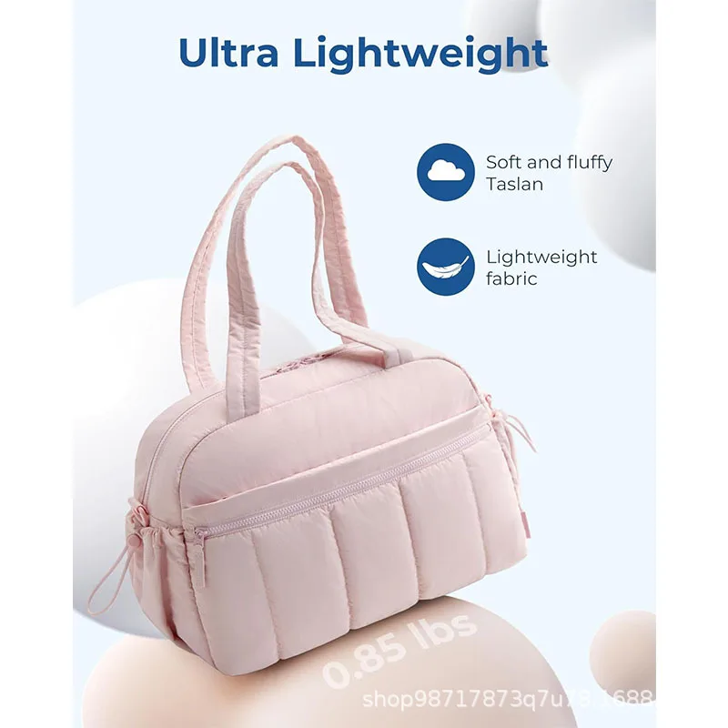 Women Large Capacity Quilted Nylon Duffle Bag Waterproof Travel Overnight Puffer Duffel Bag