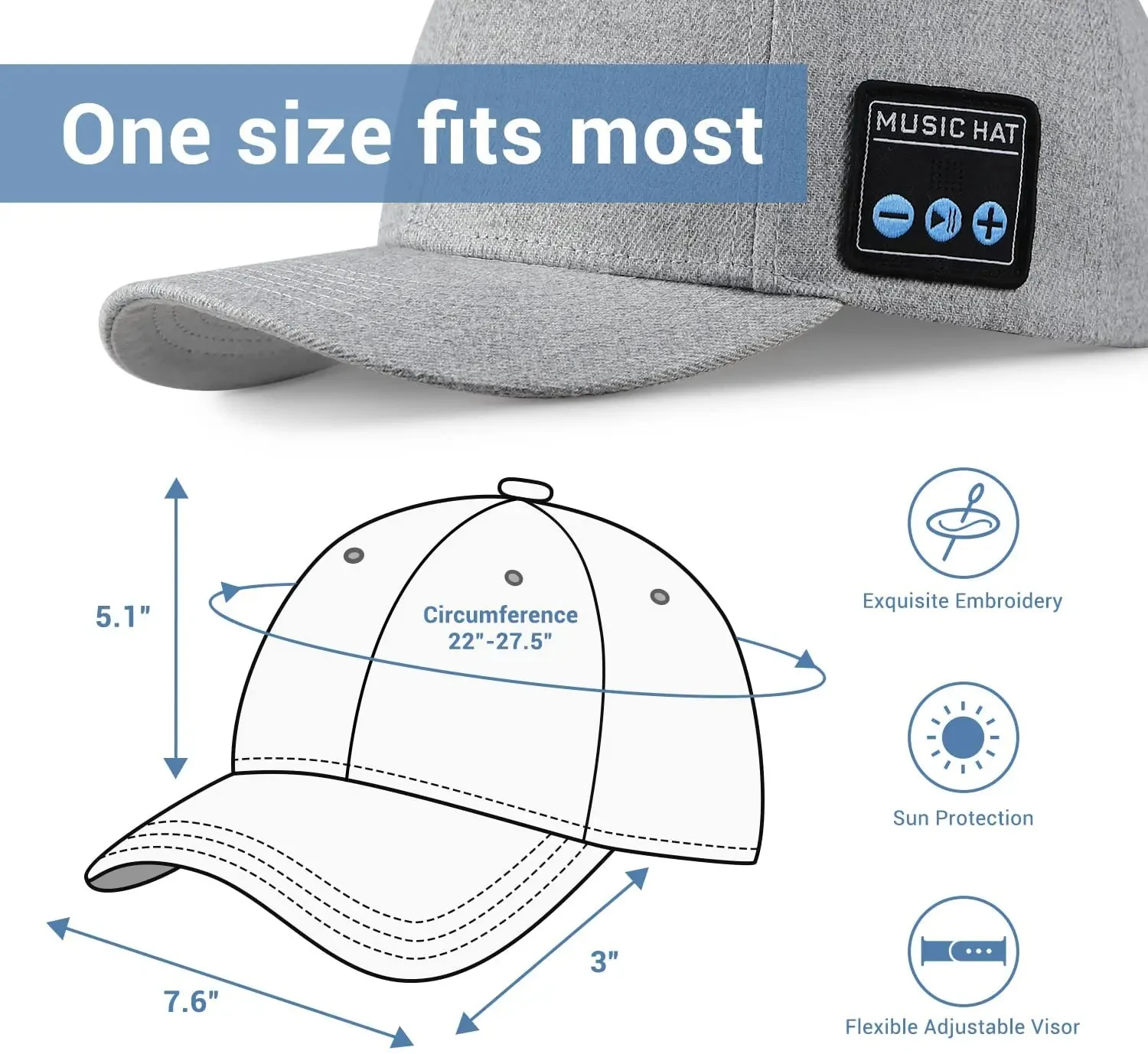 New Multifunctional Outdoor Hat With Bluetooth Speakers Detachable Wireless Adjustable Music Baseball Cap Running Sports Gift