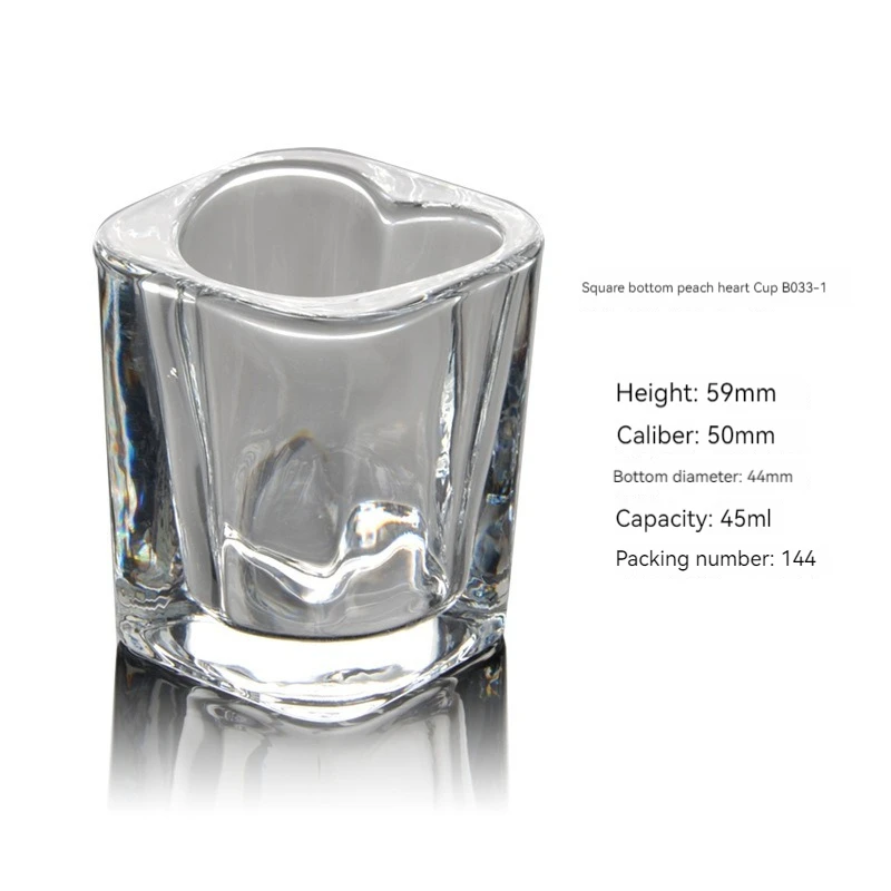 45ML KTV bar glasses thick love shape Square Glass cup wine shot glass