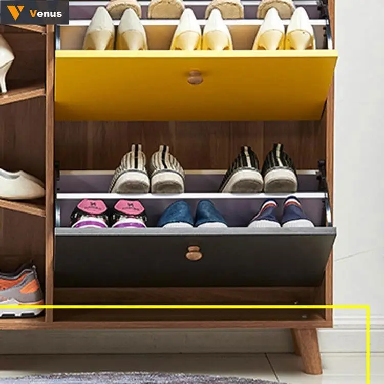 Luxury durable thin wooden shoe cabinet white shoes raks cabinet closed shoe rack