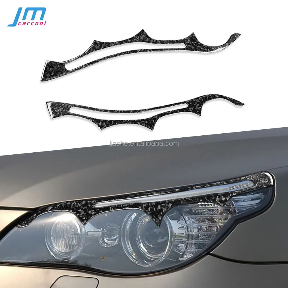 Forged Carbon Headlight Eyelids Head Lamp Light Eyebrow Cover 2PCS/Set for BMW E60 5 series 2004-2010