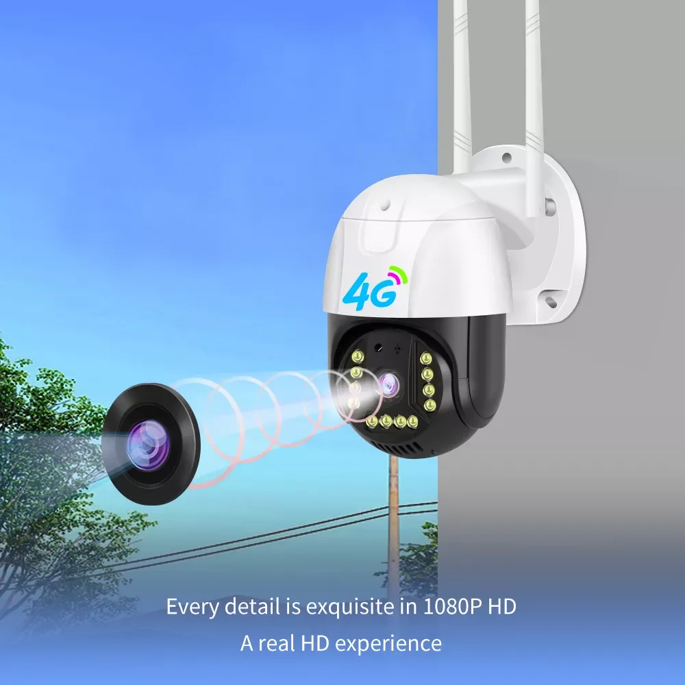 3MP Starlight V380 Pro Outdoor Camera 4G Sim Card LTE Security 4G IP HD CCTV PTZ Camera