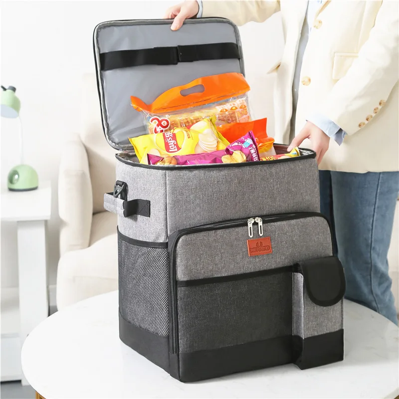 Removable trolley insulation outdoor picnic bag large tug ice portable rolling refrigerated cooler delivery backpack with wheels