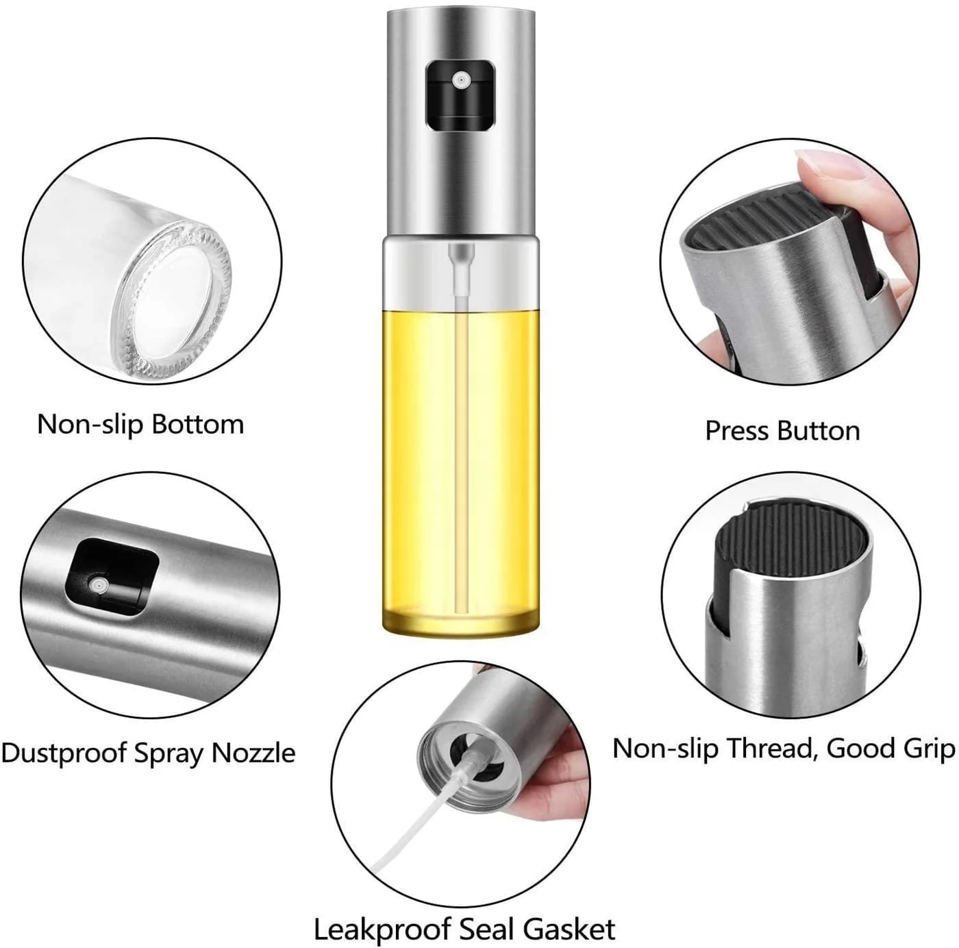 Oil Sprayer for Cooking 100ml Oil Spray Bottle for Cooking And Widely Used for Salad Making Baking Stainless Steel