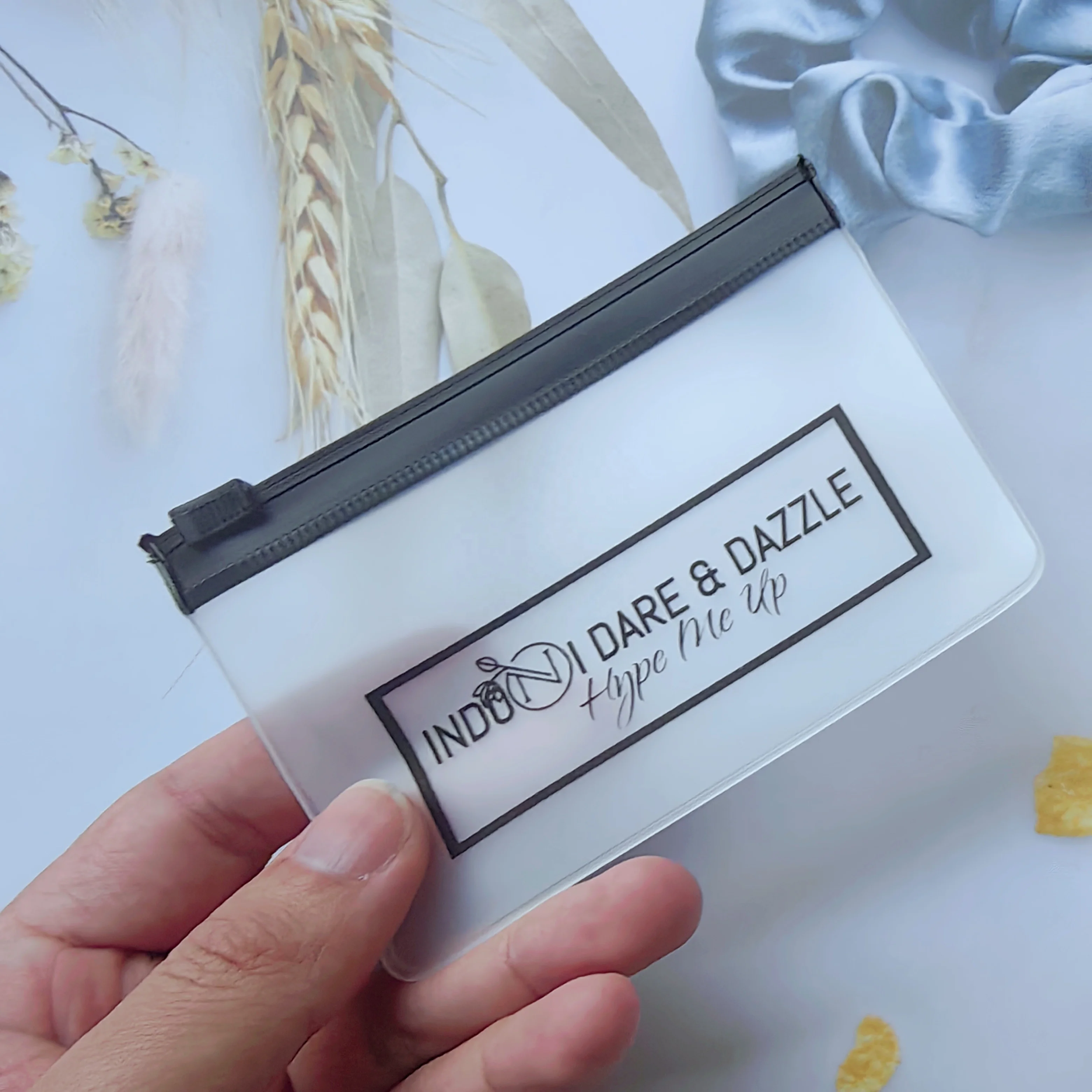 Custom Print Design Logo Packaging Cosmetics Plastic EVA Frost Zipper Jewelry Bags