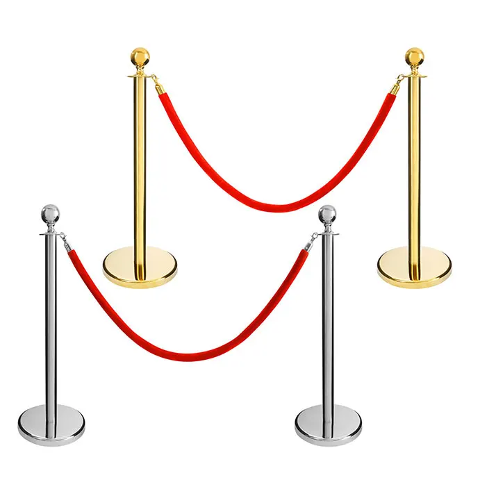 Low Price Barrier Red Carpet Poles Bank Rope Queue Line Stand Rope Velvet Velour VIP Crowd Control Queue Line