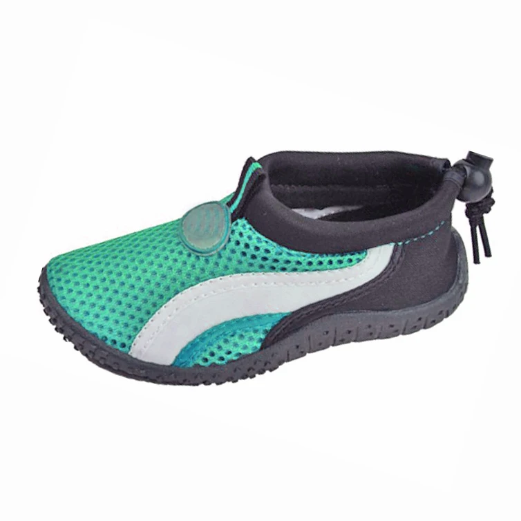 Детские акватуфли без шнуровки, водные кроссовки, пляжная обувь, holey подошва, Запираемые кружева