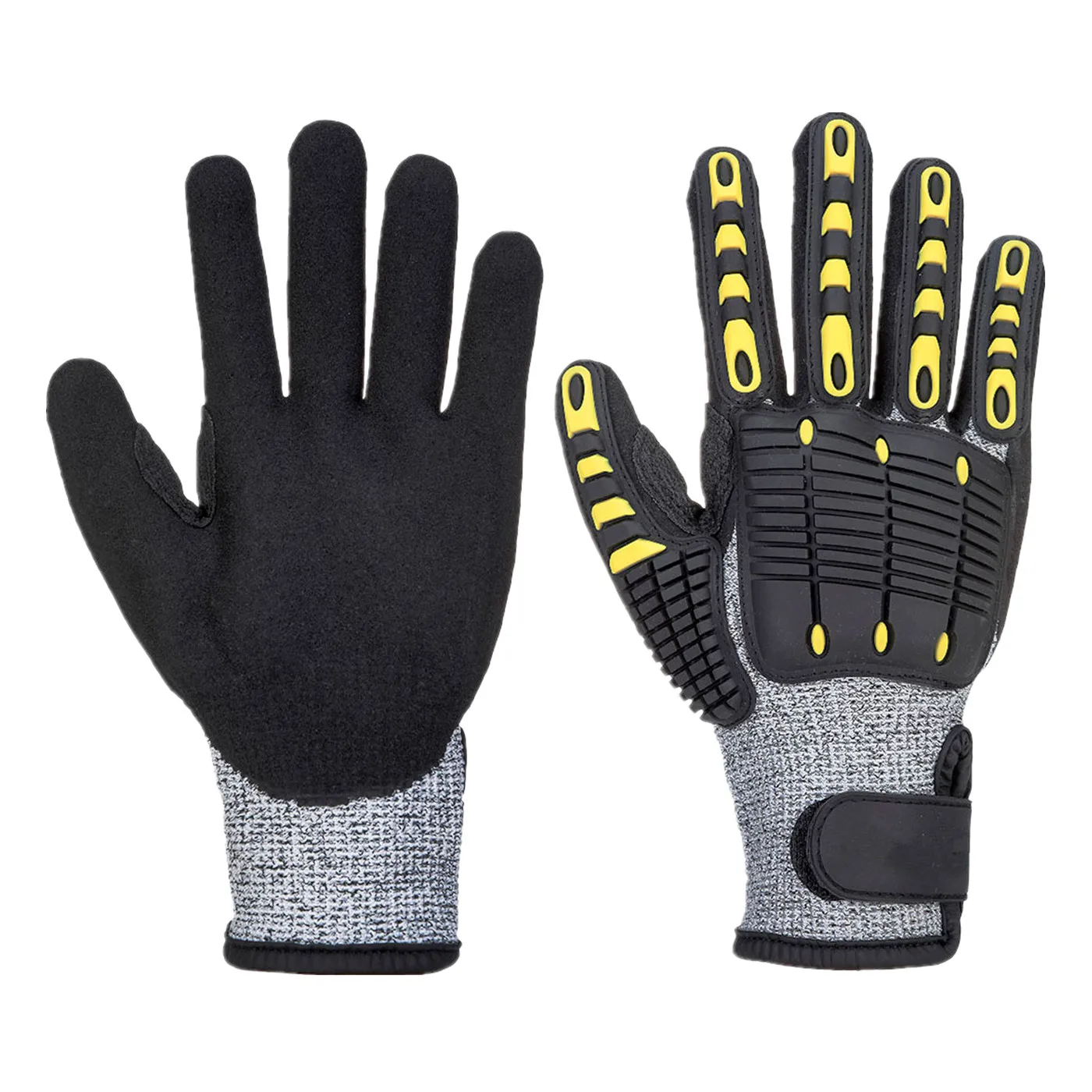 Oilfield Mining Sandy Nitrile Coated Shock Vibration Cut Resistant Level 5 Work TPR Glove Anti High Impact Gloves Mechanic Glove