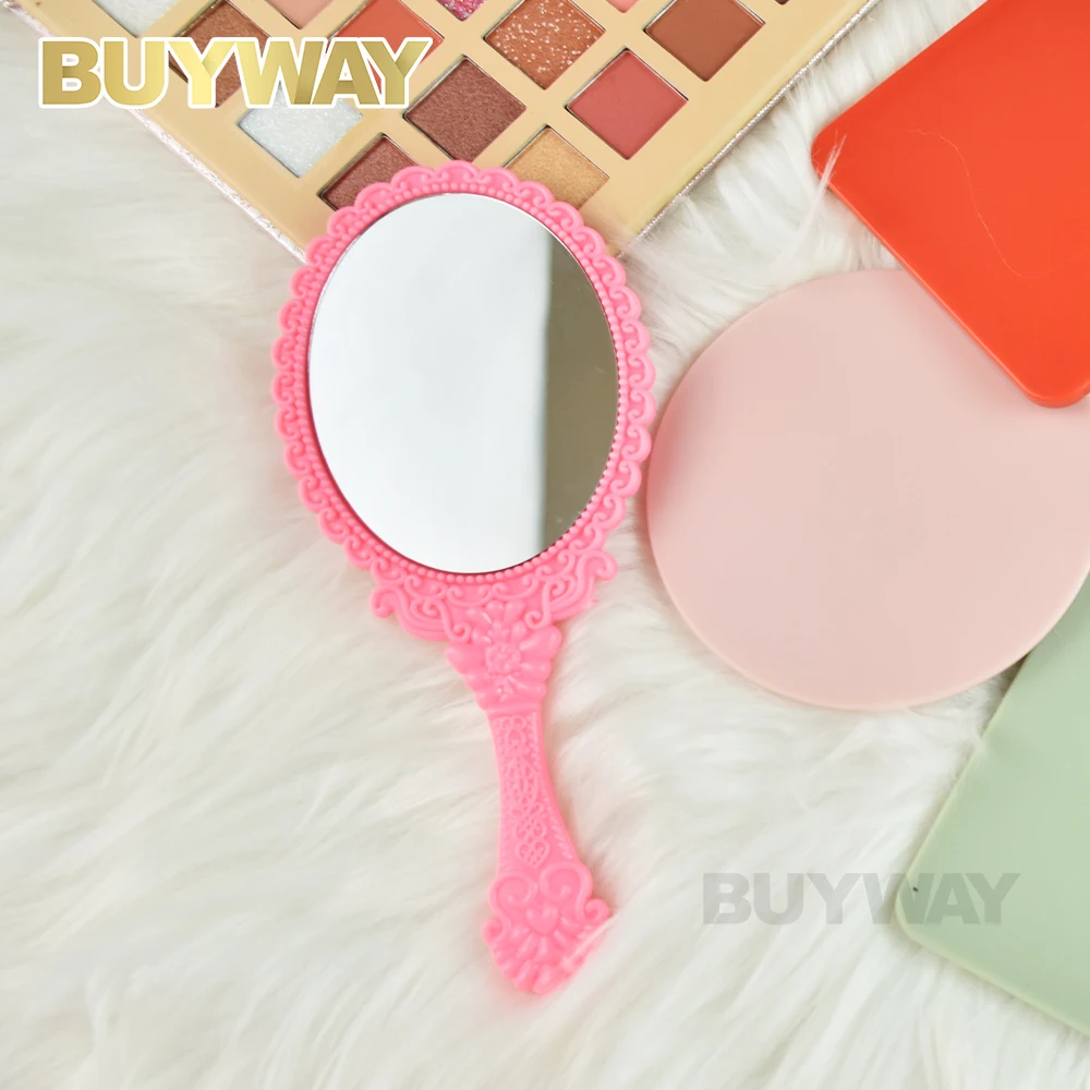 Wholesale Gold Custom Logo Women Kitty Gift Bag Oval Retro Hand Mirror Cosmetic Mirrors Vintage Pocket Hand Held Makeup Mirror