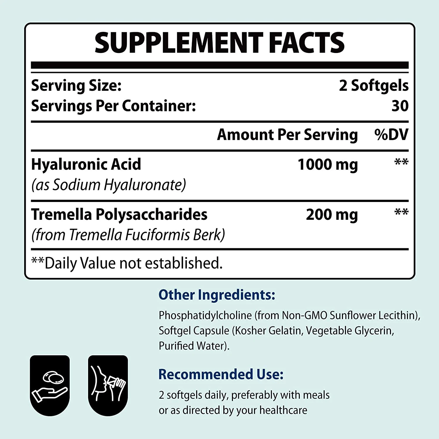 Liposomal Hyaluronic Acid Supplement 2000mg - Highly Bioavailable Dietary Hyaluronic Acid Capsules - Double Intense Skin Hydrati