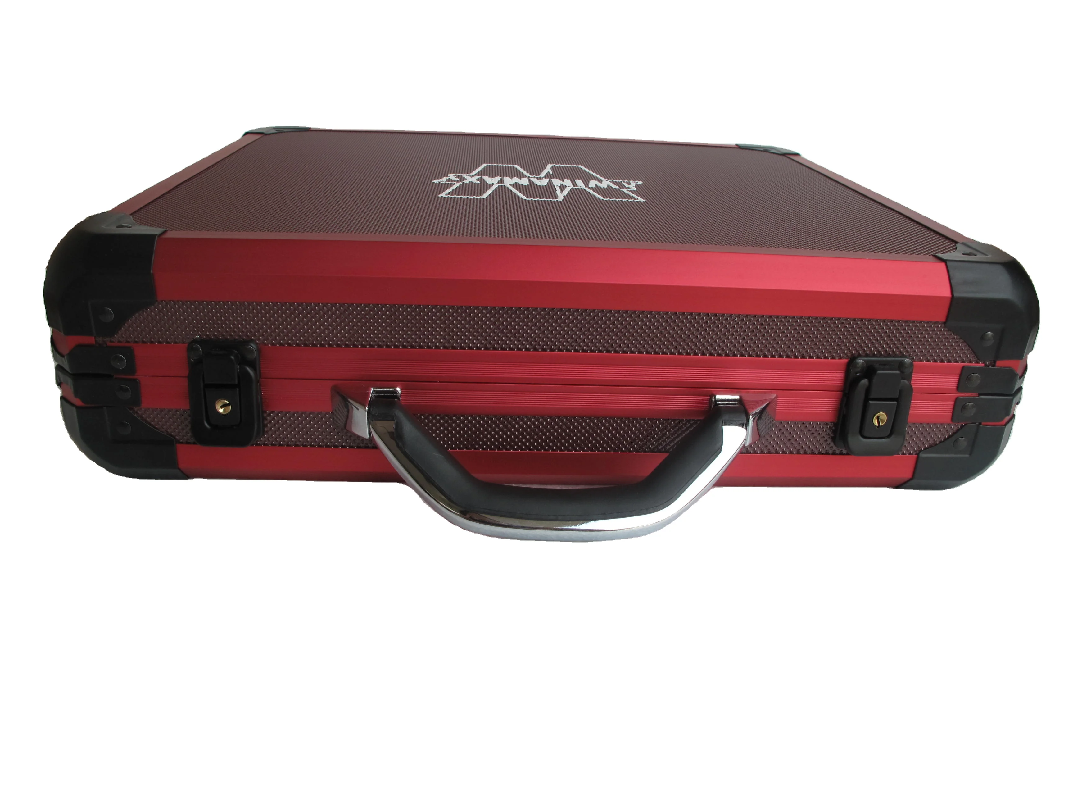 Custom red new pattern leather poker aluminum chip case