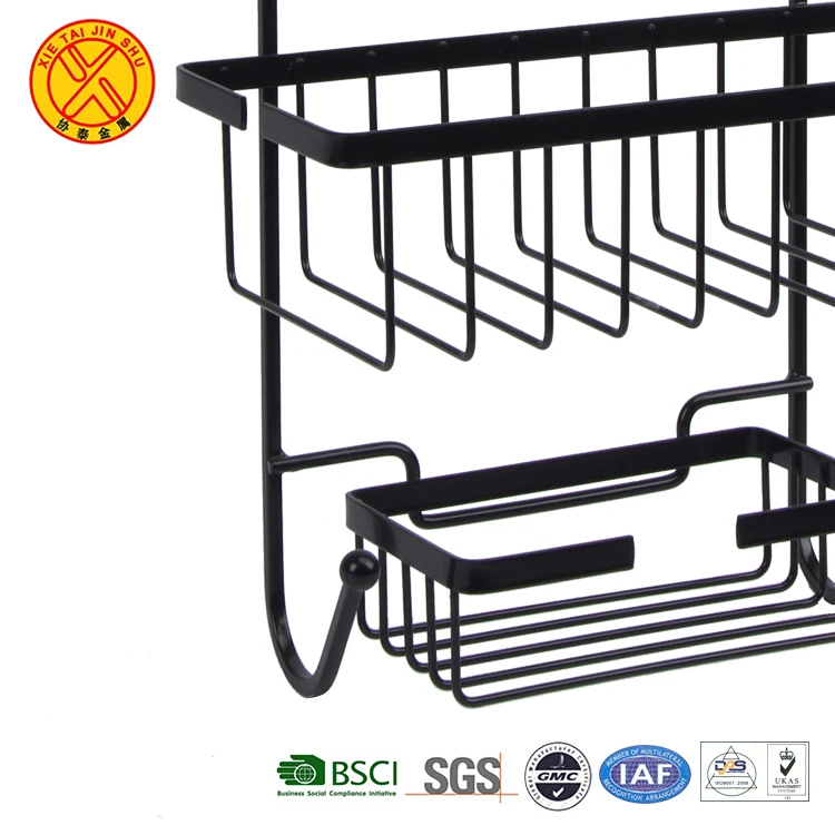 Cheap Price Bathroom Organizer Storage Rack Stainless Steel Shower Caddy Bathroom Rack Black Bathroom Shelf