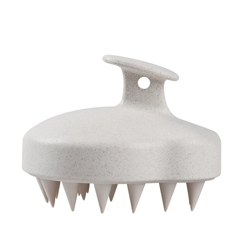 New Design Customized Logo Shampoo Brush Scrubber Silicone Wheat Straw Hair Scalp Massager Brush