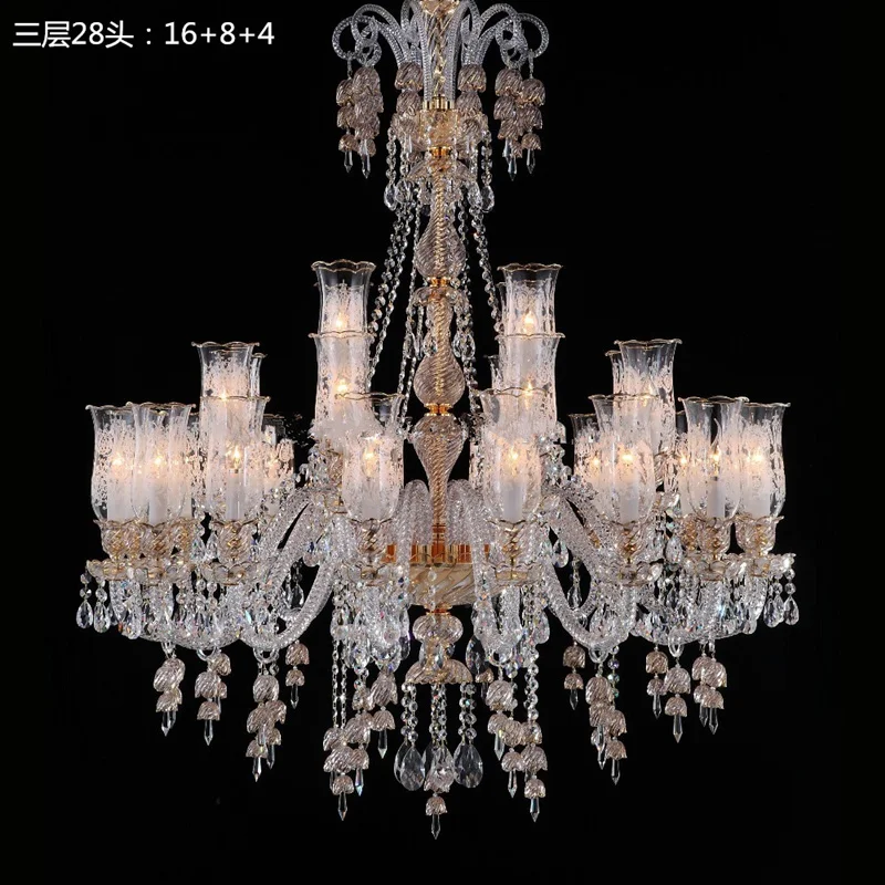French crystal chandelier Cranberry Red Lamp extra large pendent light for Karaoke Wedding events