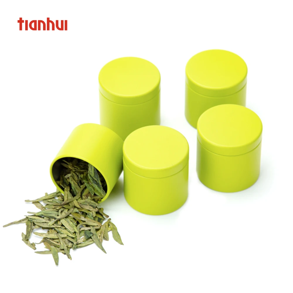 Custom Airtight Candy Storage Black Tin Tea Can small Tea Canister Matcha Powder Storage