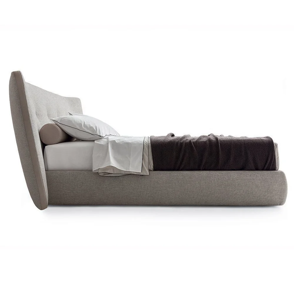 made in china simple tufted fabric modern double bed luxury bedroom furniture light brown Super King Size Bed