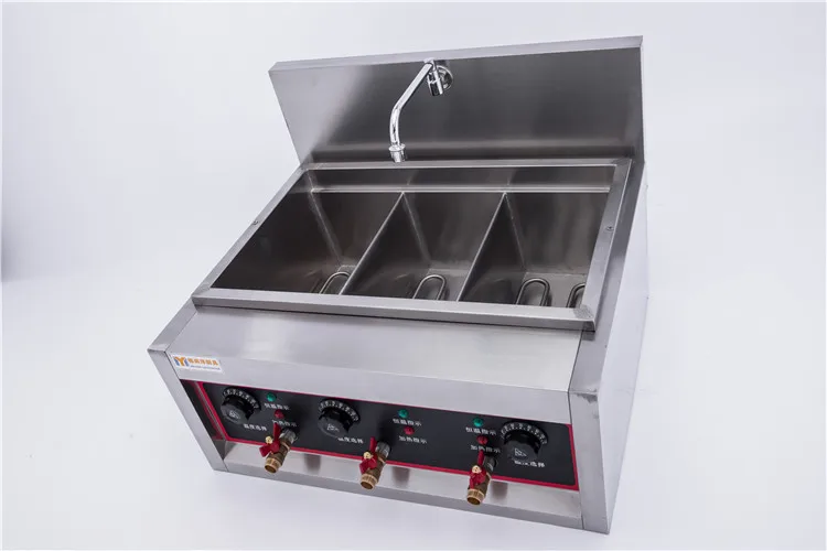 Commercial Six Heads Electric Noodle Cooker Supermarket Benchtop Noodle Cooking Furnace with Water Faucet