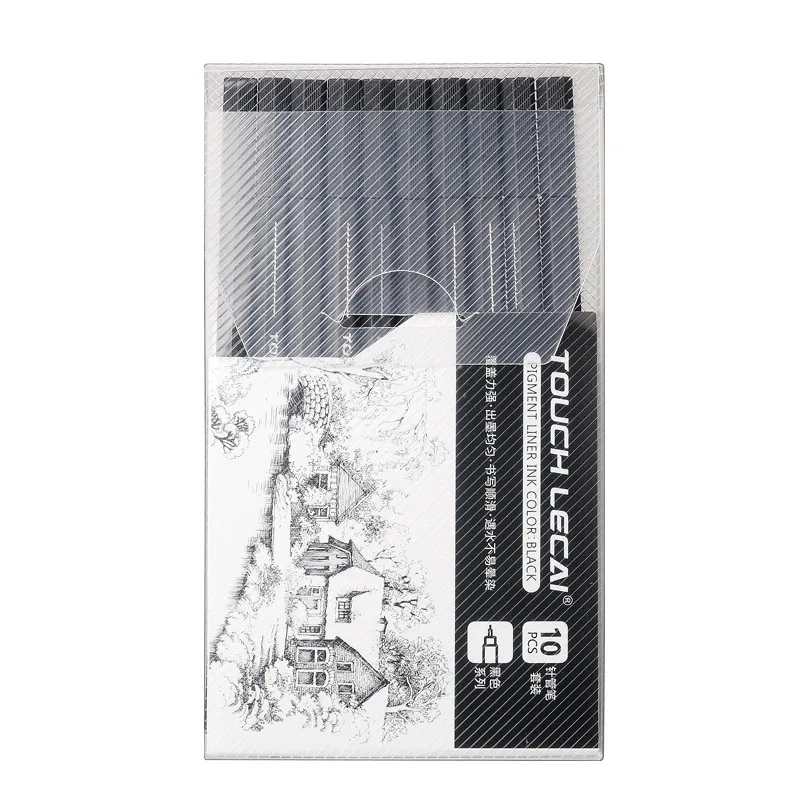 10Pcs Set Art Marker Fineliner Pen Black Ink Pigment Liner Micron Tip For Manga Comics Drawing Sketch Drafting