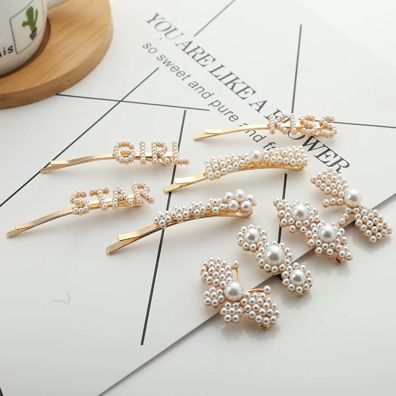 Go Party Hot Sale Multi Style Pearl Crystal Hair Clips Crown Butterfly Letters Sexy Love HairPins Hairgrip Barrette Hairclip