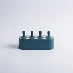 Pinmoo Hot Sale 4 Cavities Cute Silicone Ice Cream Mold Popsicle Mold Ice Pop Mold with Plastic Stick