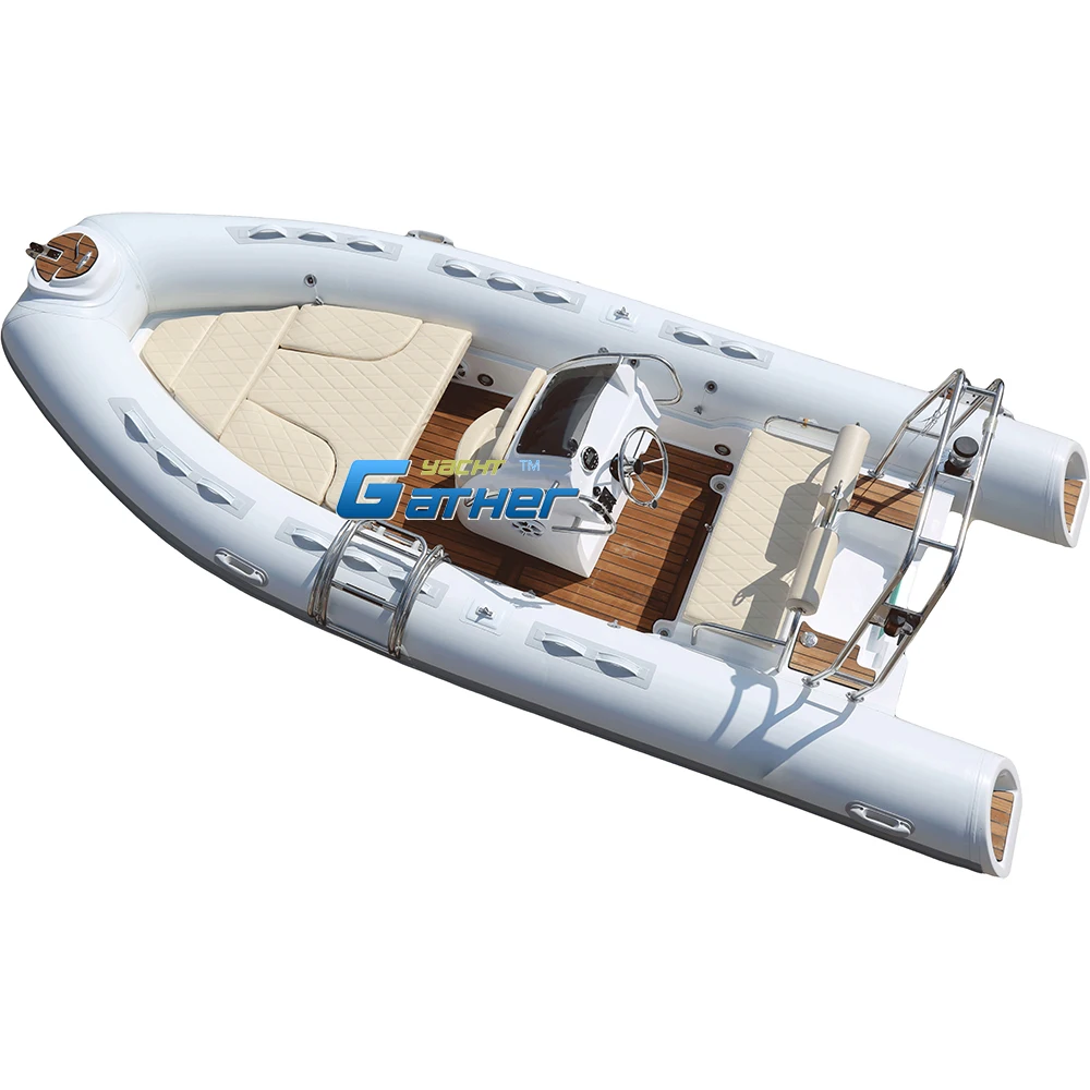 CE 5.2m RIB520E orca hypalon fiberglass hull inflatable fishing rib boat with centre console,teak floor,ladder and frp step ends