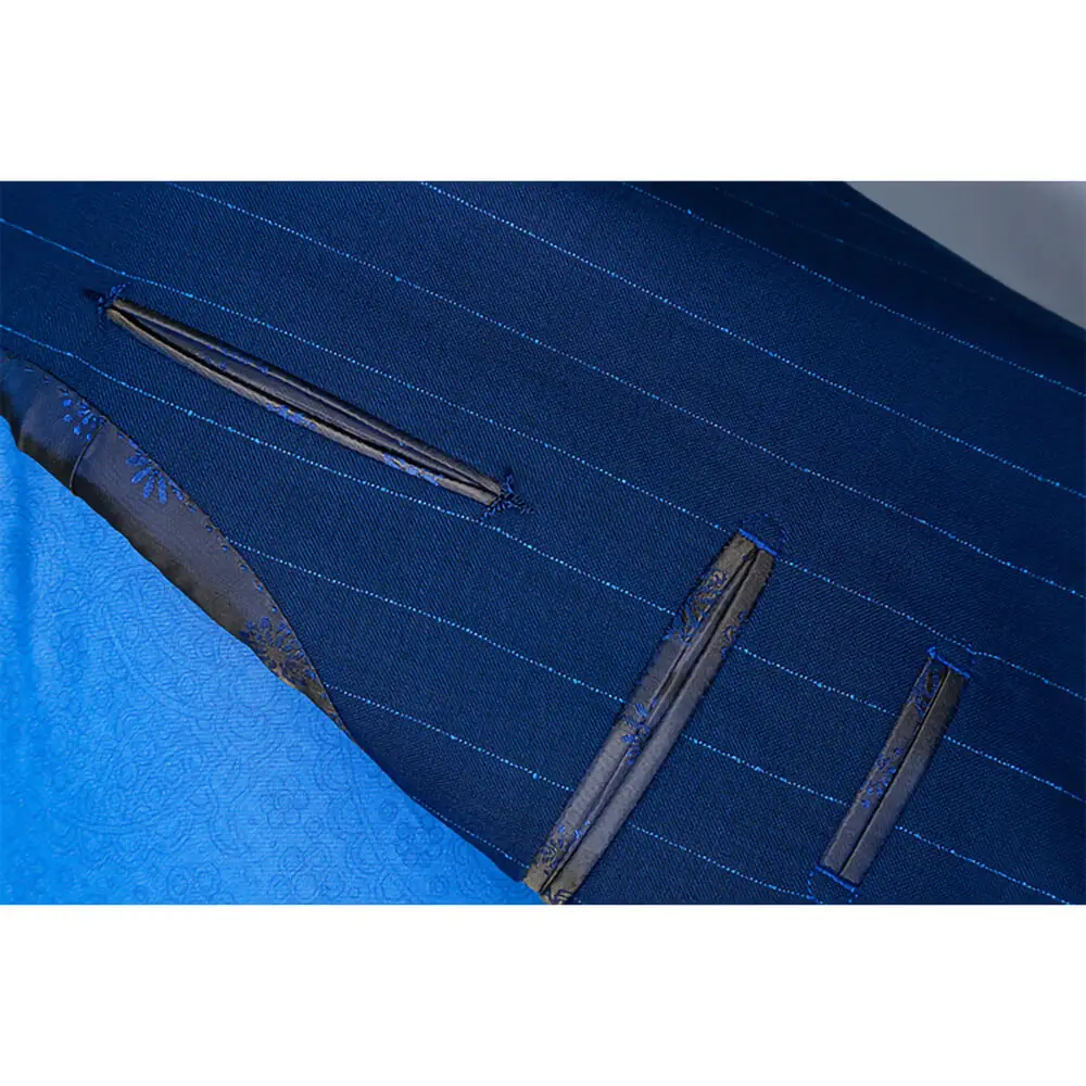 MTM made to measure  navy striped fabric hand made lapel hole italy style blazer slim suits