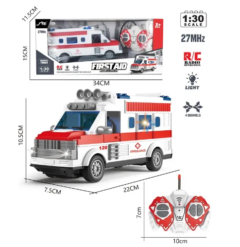 Four-channel rc school bus toy car model with light kids remote control ambulance toy