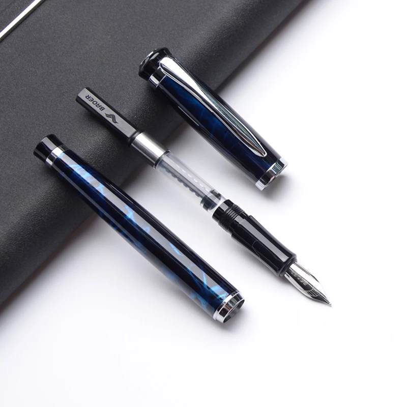 Baoer 508 Dark Blue Business Office Medium nib fountain Pen Rollerball Pen Set