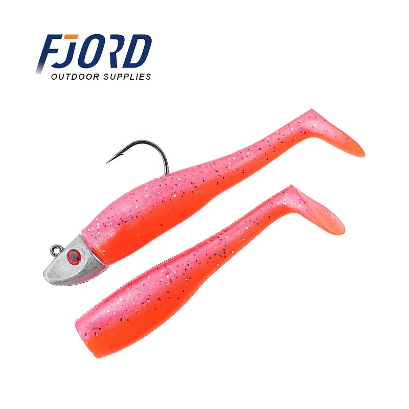 FJORD Wholesale 1.5 oz Lead Jig Head Sea Bass Soft Lure with Worm Hook Soft Jig Trolling Lure Saltwater