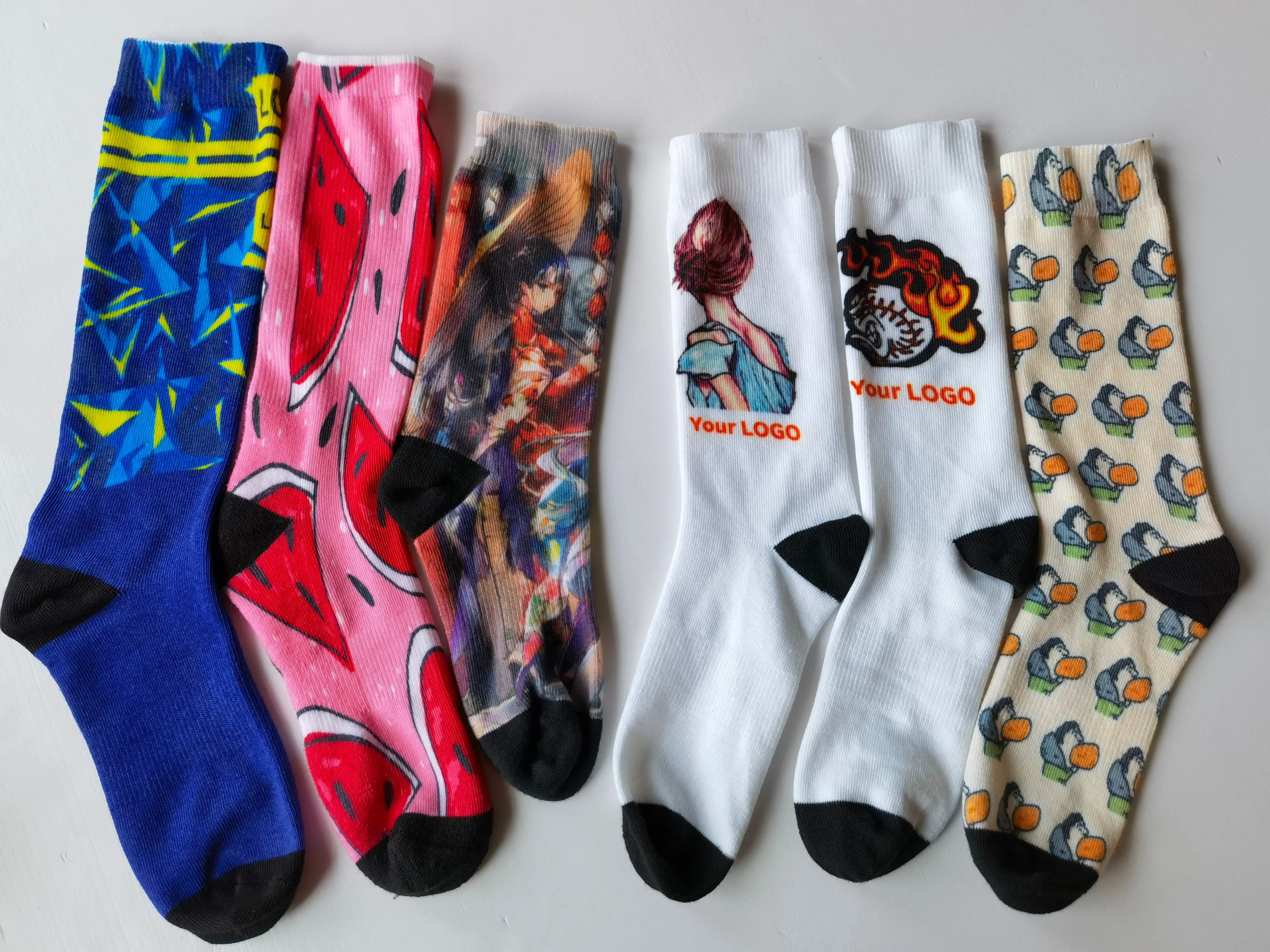Носки с сублимационной печатью логотипа на заказ, модные носки с цифровой печатью 3d 360, носки с 3d-печатью