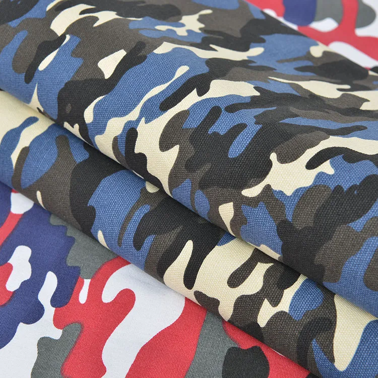 OEM 12 OZ  Fabric Cotton canvas Camo Printed school bag camo travel backpack fabric Camouflage canvas
