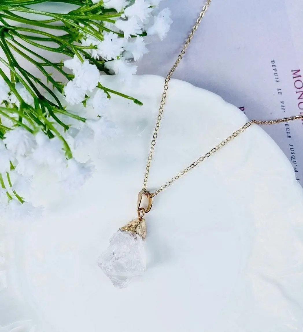 OEM ODM custom natural stone energy healing crystal colorful pendant 925 sterling silver stainless steel crystal necklace