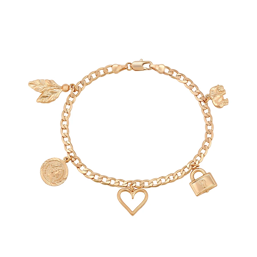 A00721904 Xuping 18k gold color Elephant, queen, heart-shaped, lock charm bracelet