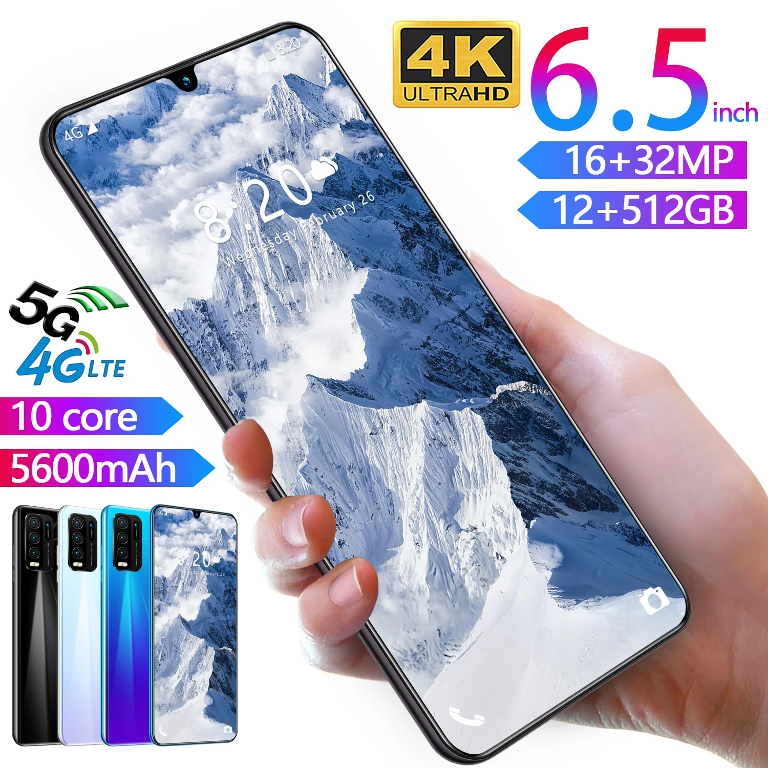 2021 Y50 Pro 7,2 дюймов оптовая продажа MTK6799 Android10.0 смартфонов 12GB + 512GB 5G мобильные телефоны 5600 мАч Power Bank мобильный телефон