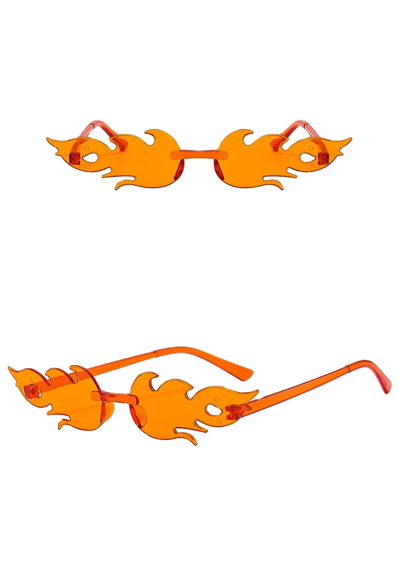 New European and American personalized flame shaped sunglasses, colorful ocean pieces frameless sunglasses, cross-border trendy