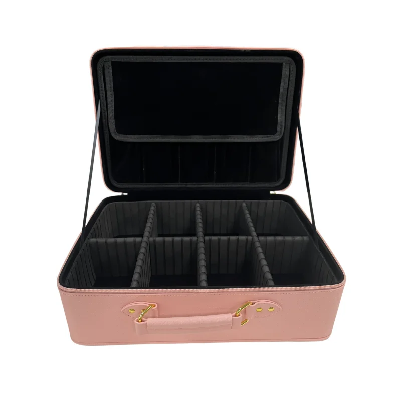 Custom Logo Lighted Vanity Makeup Bag Cosmetic Case With Mirror Make Up Led Travel Organizer