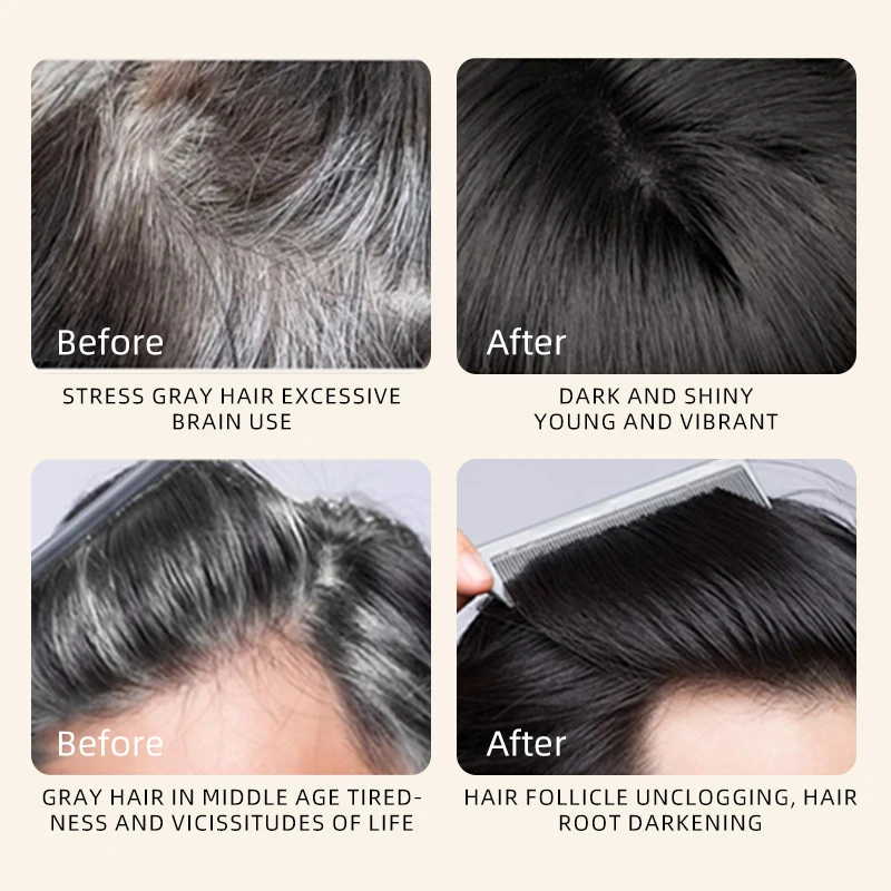 HuaXia No Swollen Natural Ginger Extract Plant Permanent Natural Black Hair Color Dye Shampoo For Women Covering Grey Hair